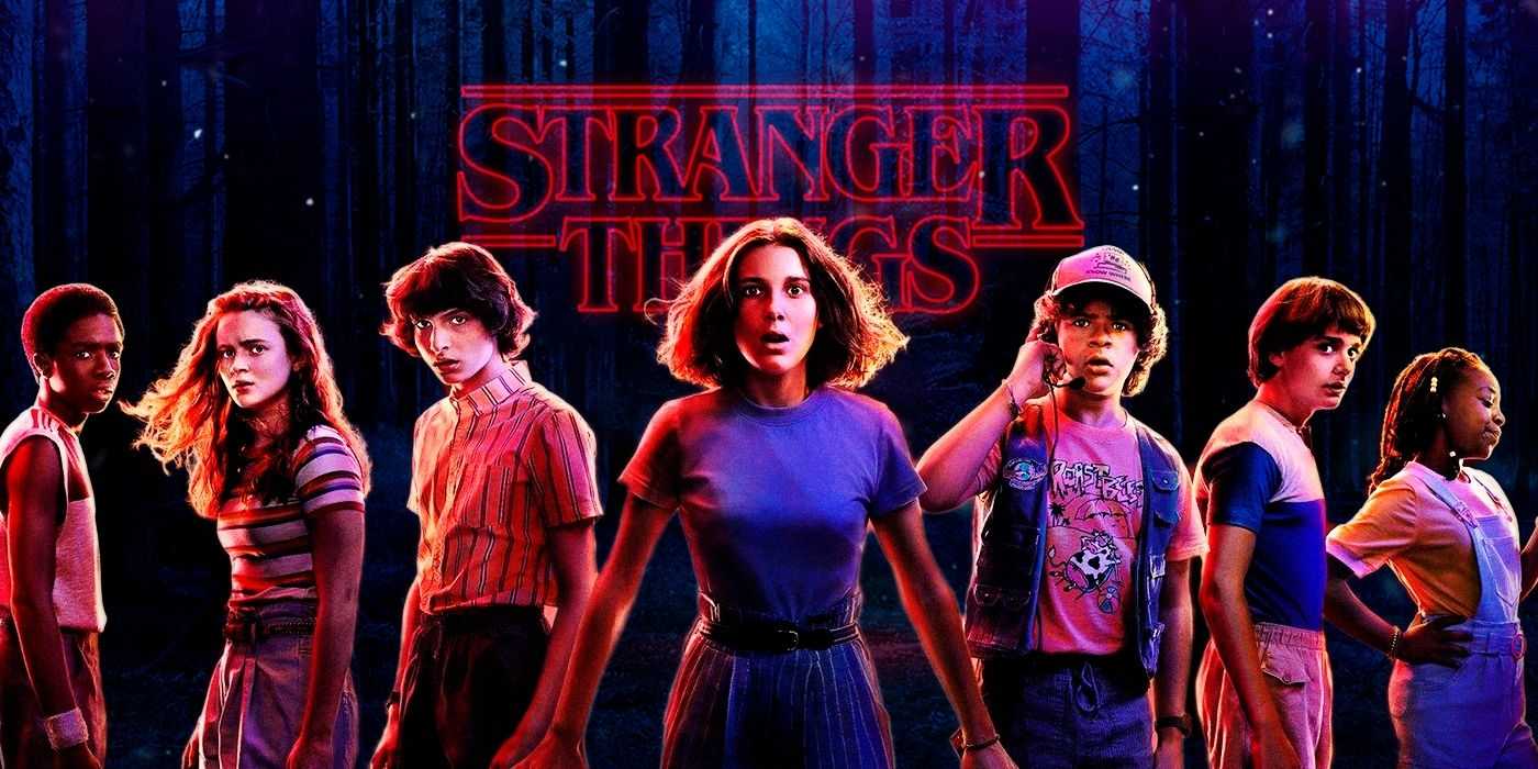 Stranger Things tanıtım çekiminde Lucas, Max, Mike, Eleven, Dustin, Will ve Erica