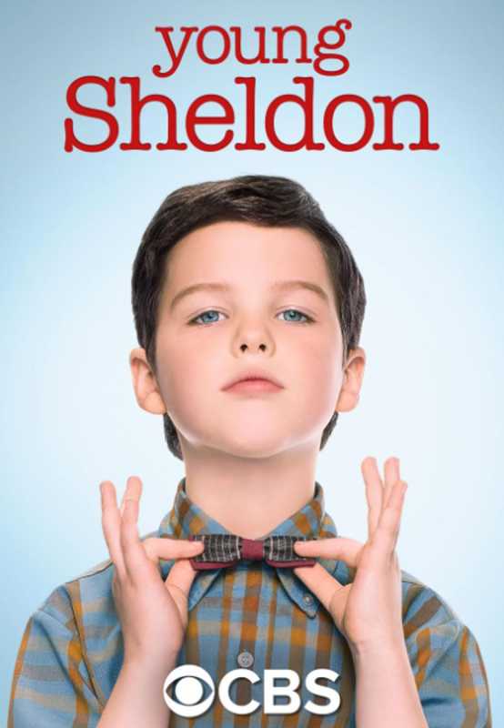 Mladý Sheldon Propagačný obrázok CBS so Sheldonom, ktorý si narovnáva kravatu