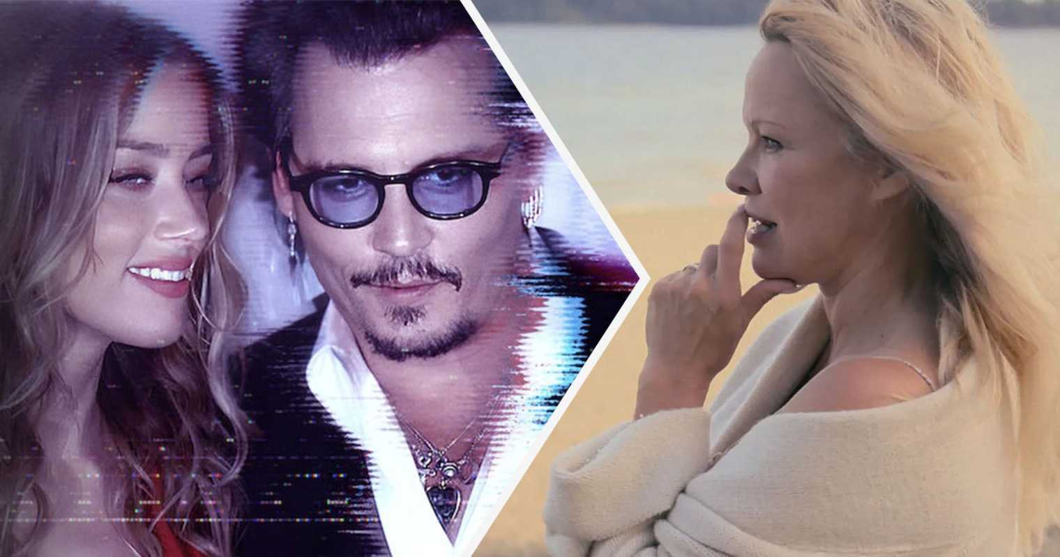 Obojsmerné rozdelenie obrázkov z dokumentov Netflix Depp v Heard a Pamela, milostný príbeh.