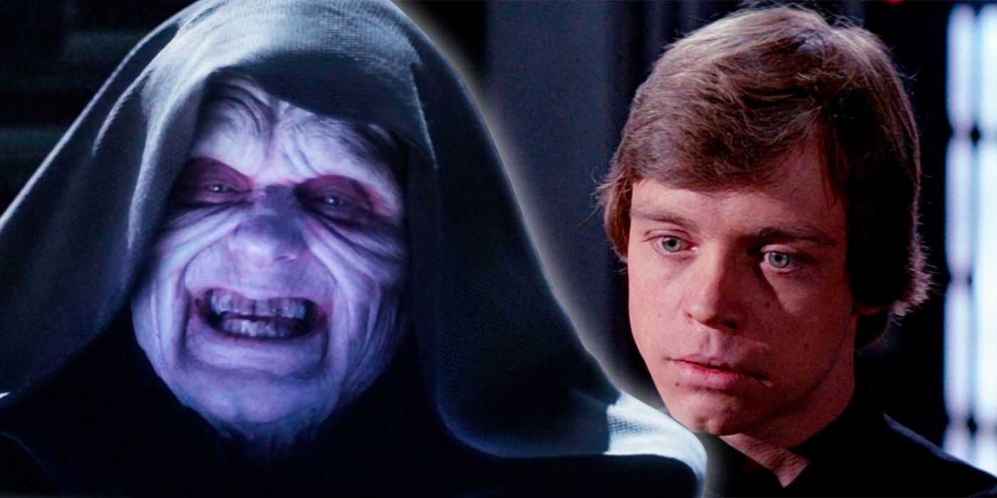 Palpatine sa vedľa Luka Skywalkera hrozivo usmieva