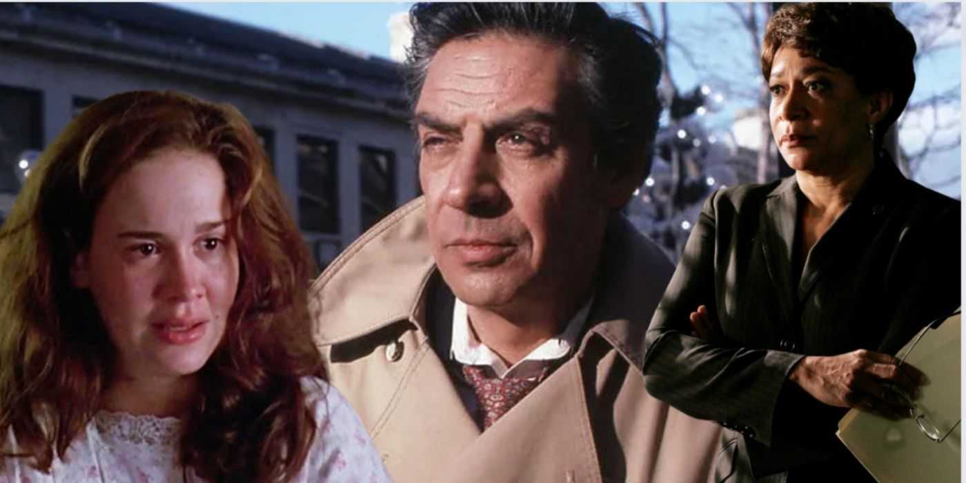 Una imagen combinada de una víctima de la temporada 5, Johnnie Briscoe y Van Buren en Ley y orden.