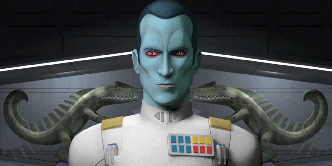 Admirál Thrawn sedí vo svojej hviezdnej lodi v Star Wars Rebels