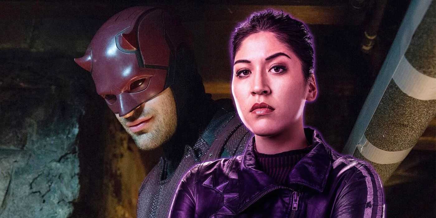 Echo z Hawkeye nad obrázkom Daredevila