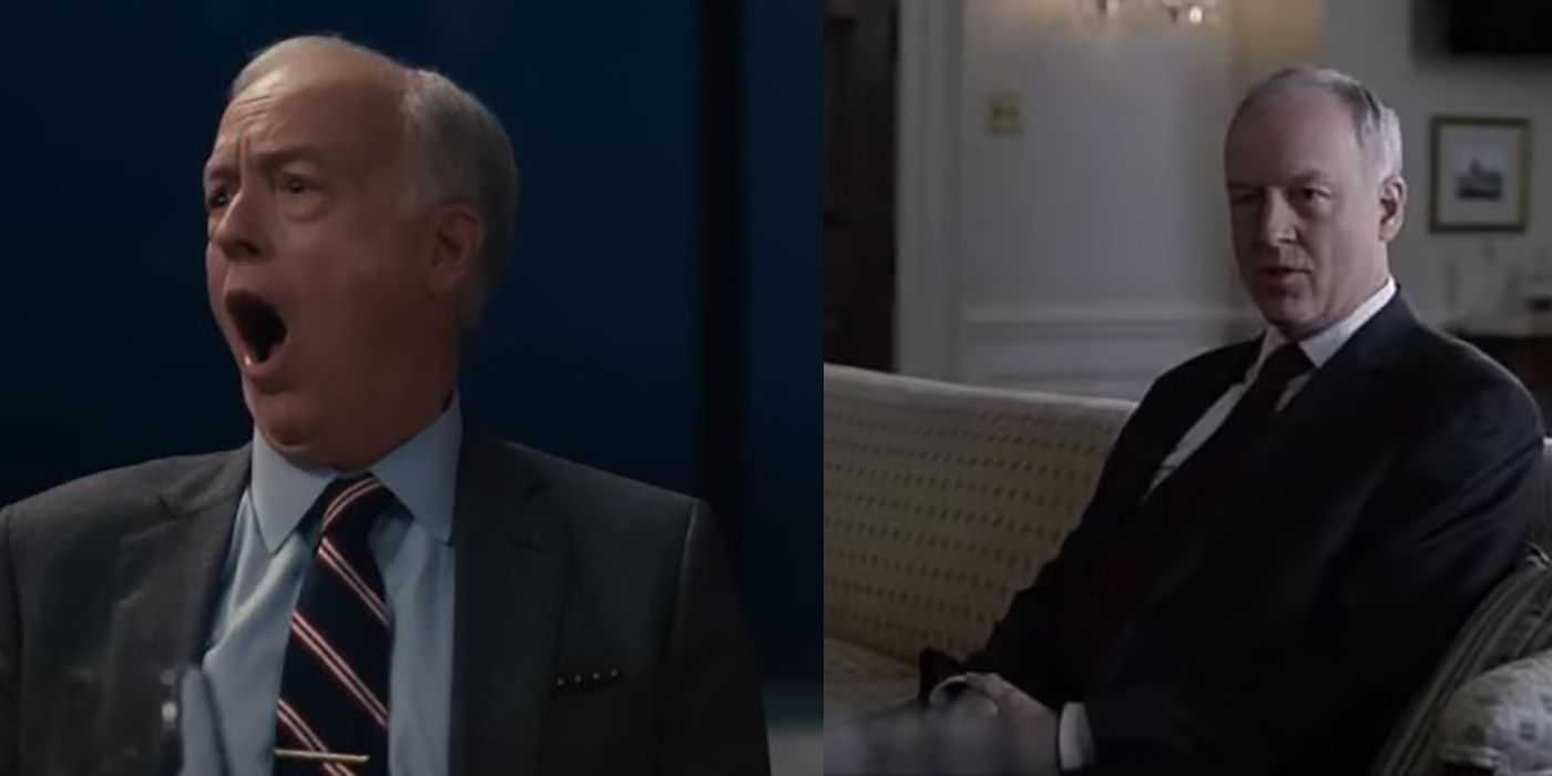 Geteiltes Bild von Reed Birney in The Menu und House of Cards.