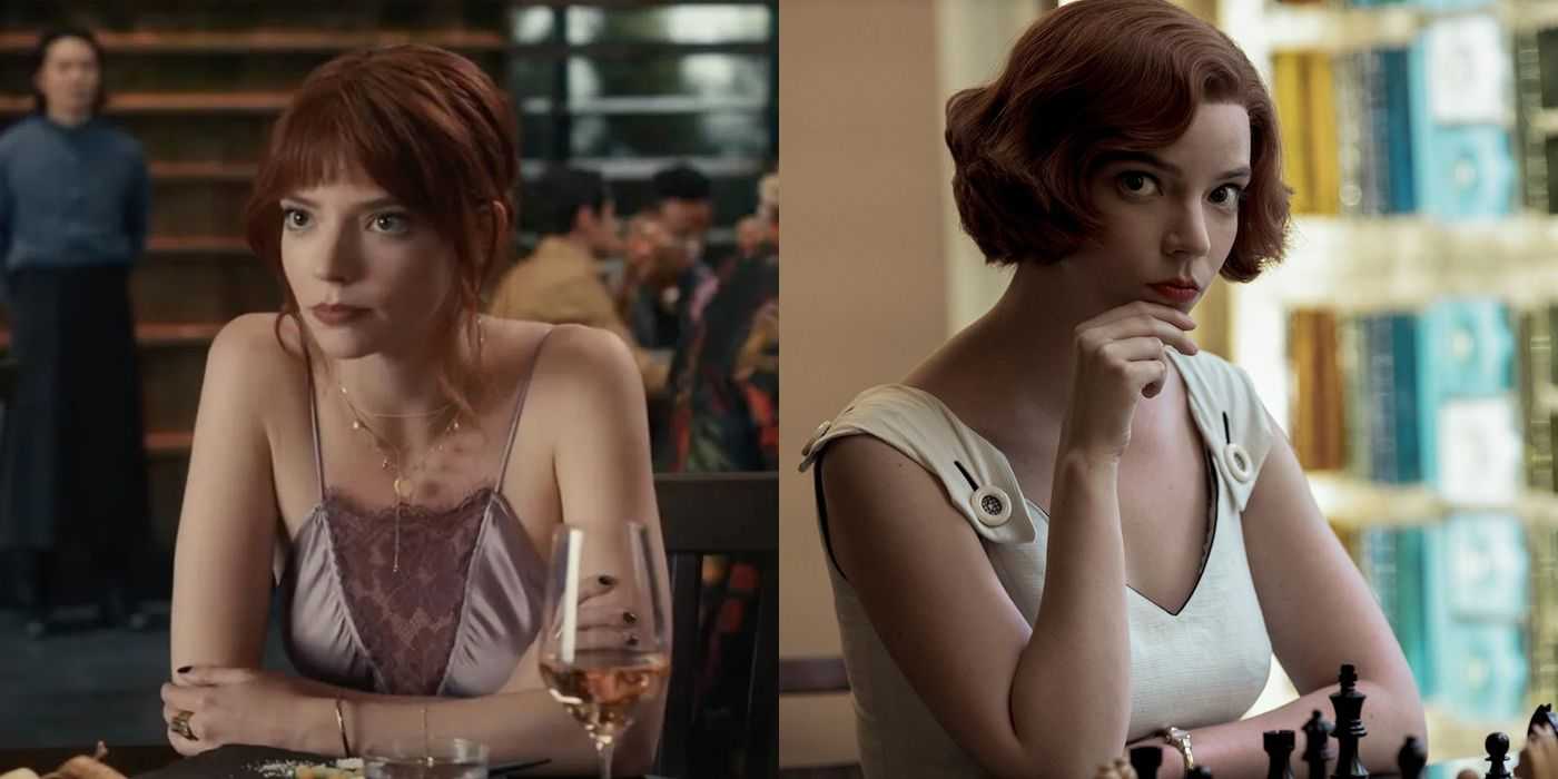 Geteiltes Bild von Anya Taylor-Joy aus „The Menu“ und „The Queen“.