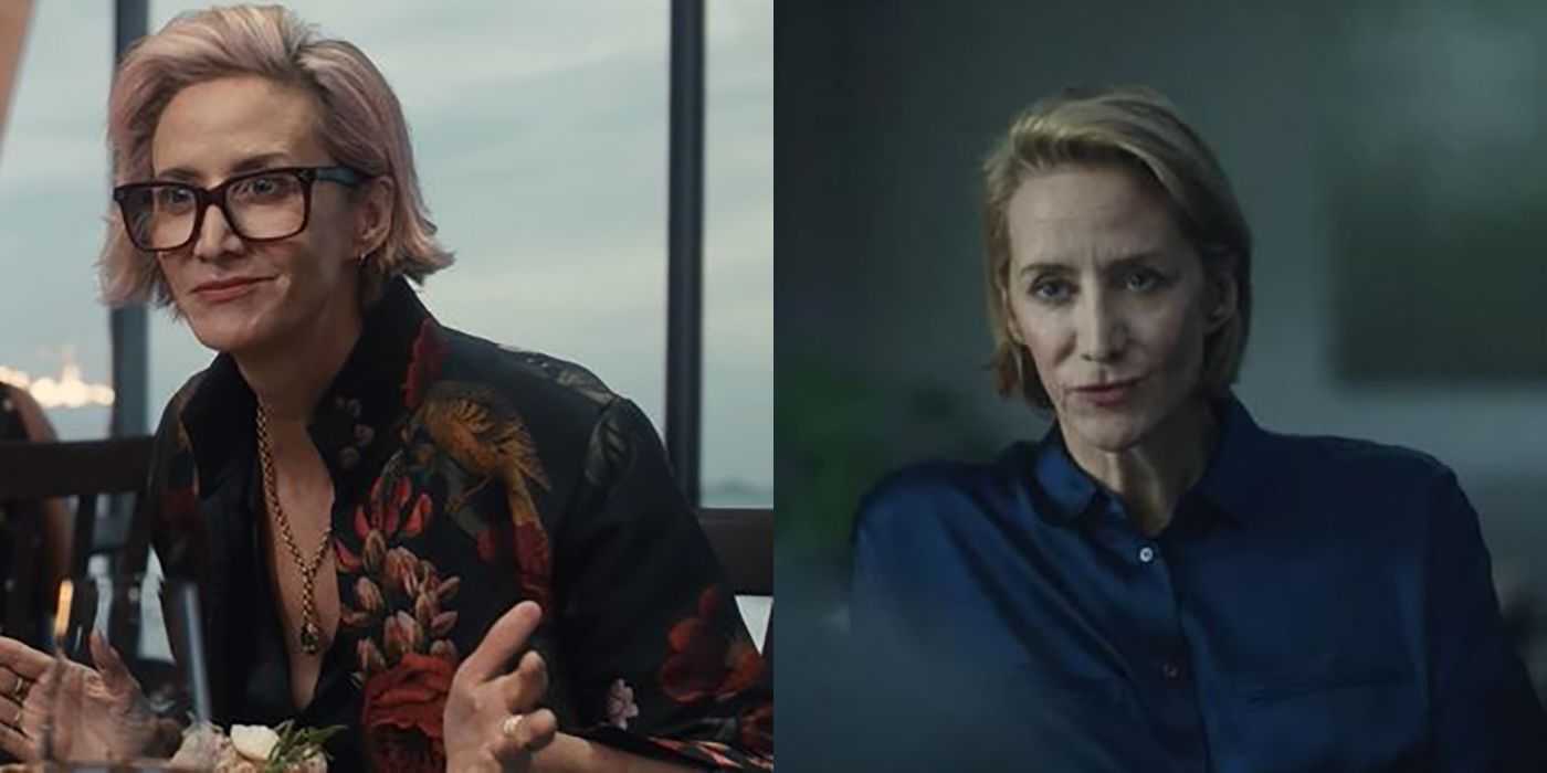 Geteiltes Bild von Janet McTeer in The Menu und Ozark.