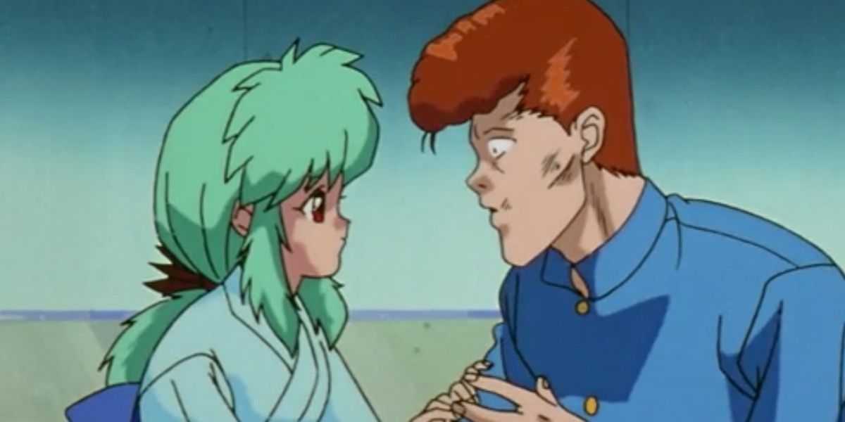 Kuwabara und Yukina schauen sich in Yu Yu Hakusho an.