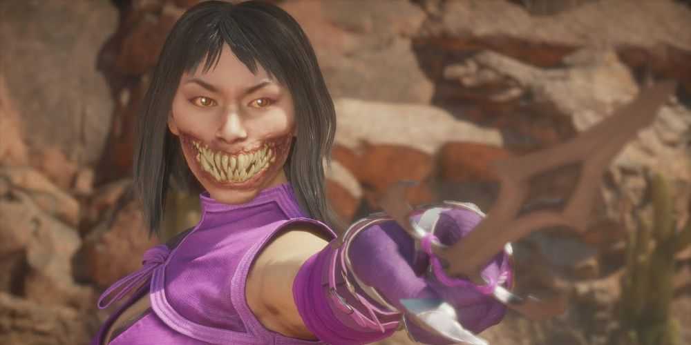 Mileena con la boca al descubierto en Mortal Kombat