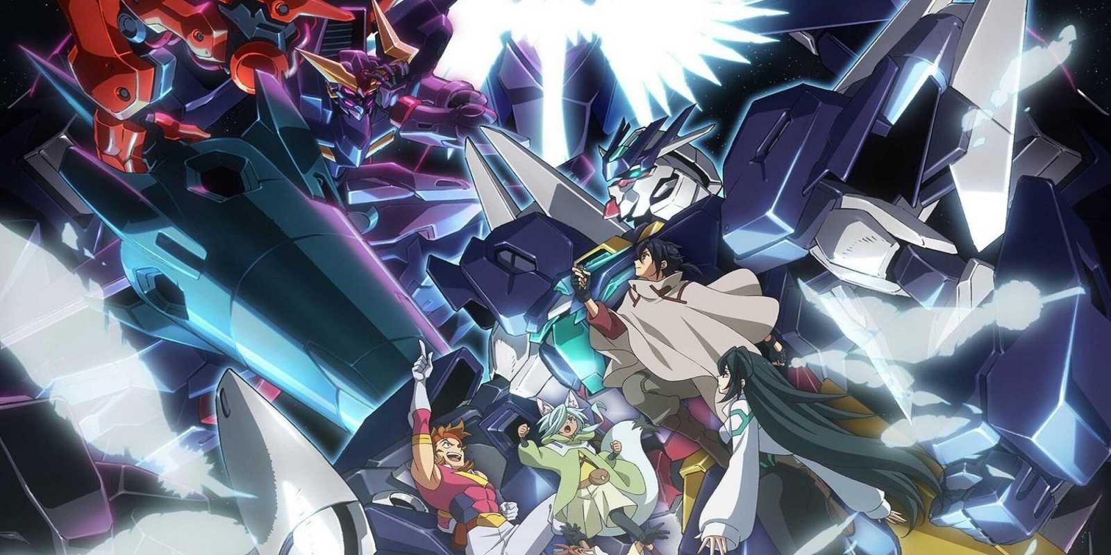『ガンダムビルドダイバーズRe:RISE』（2019年）でポーズをとるメカとキャラクター。