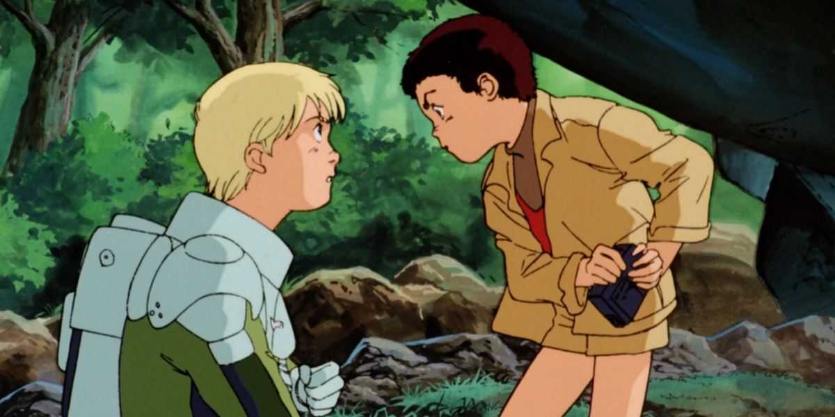 『機動戦士ガンダム0080 ポケットの中の戦争』（1989年）見つめ合う 2 人のキャラクター。