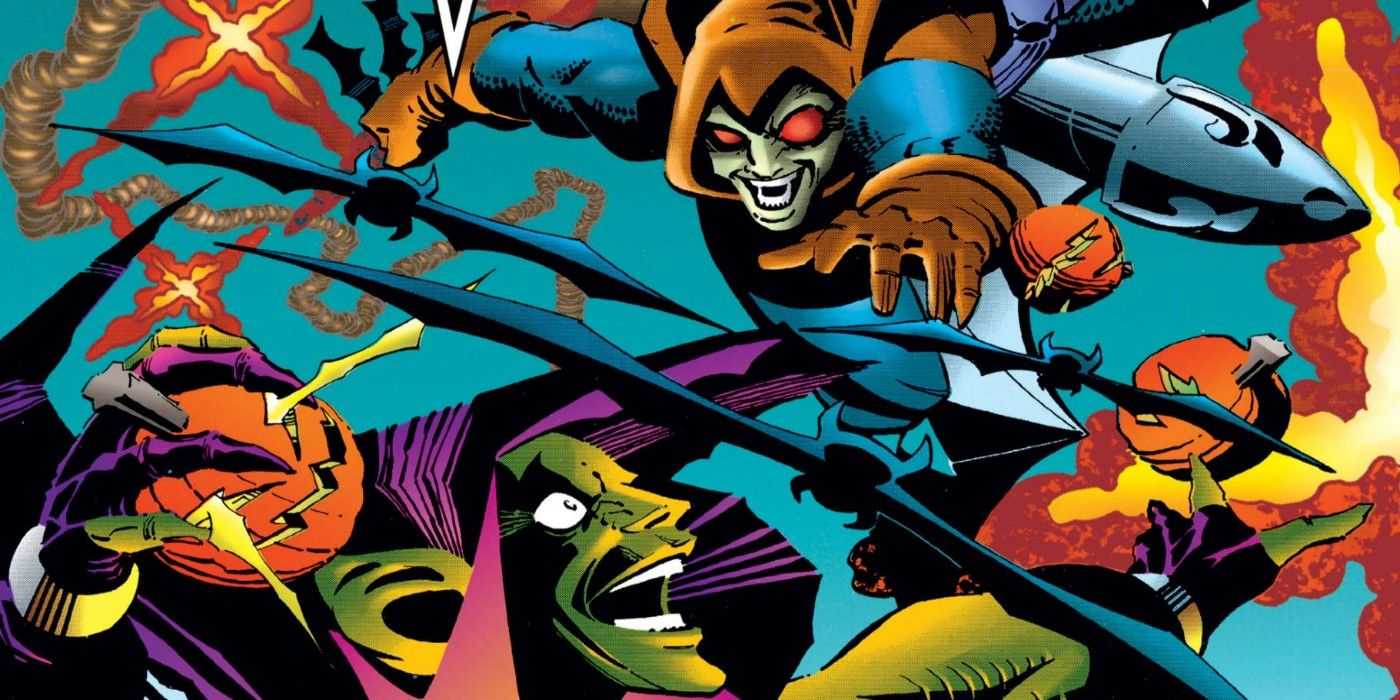 Der Hobgoblin kämpft am Himmel gegen den Grünen Goblin