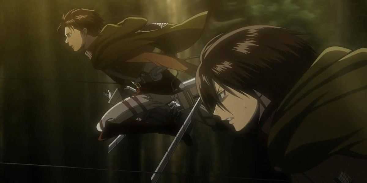 『進撃の巨人』のミカサとリヴァイ。