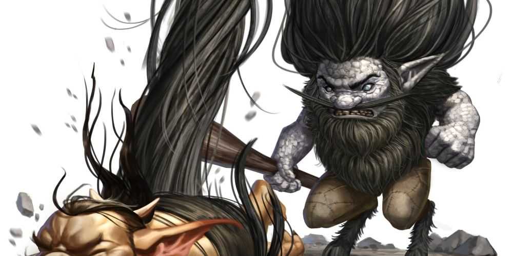 Una criatura Korred Fey atacando a un duende en DnD