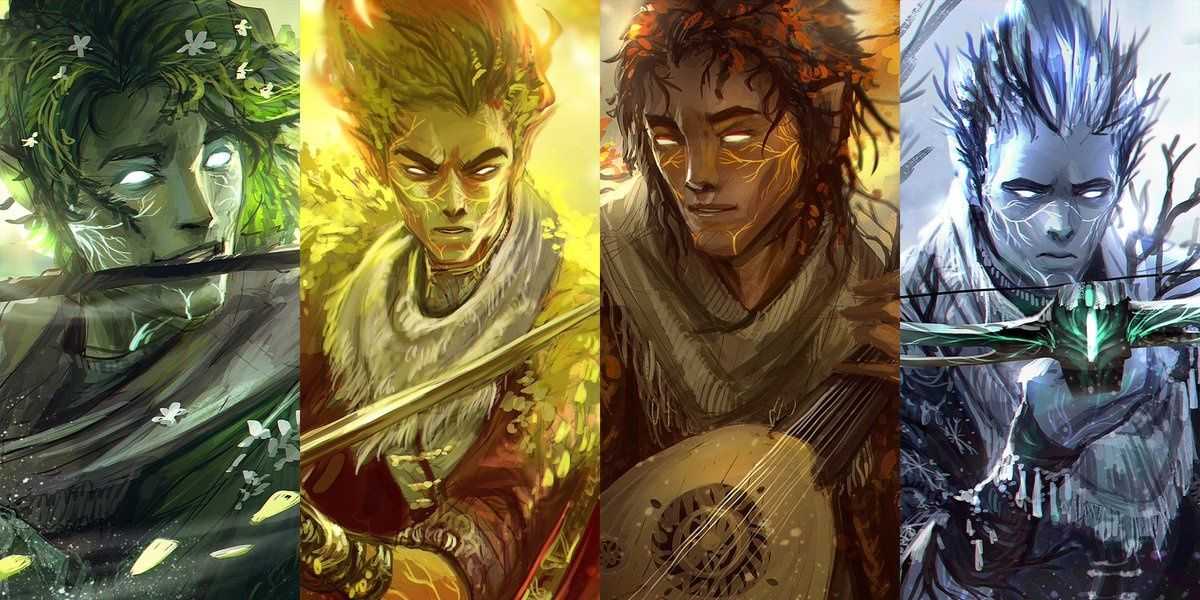 Eladrin en cada una de las cuatro estaciones de DnD
