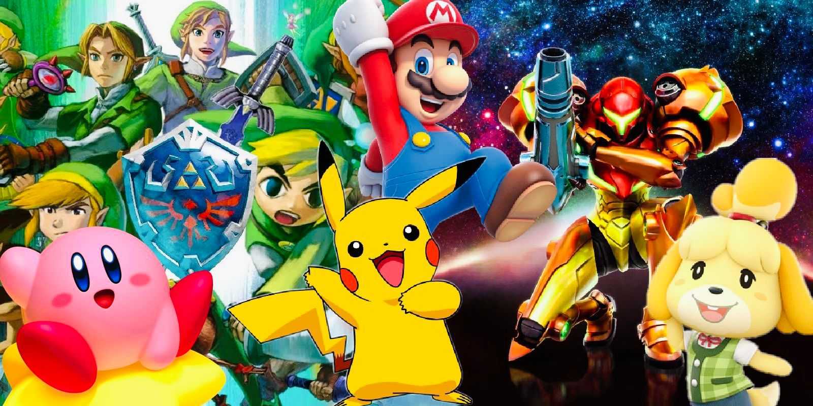 eine Sammlung exklusiver Nintendo-Charaktere von Mario und Kirby bis Pikachu und Link