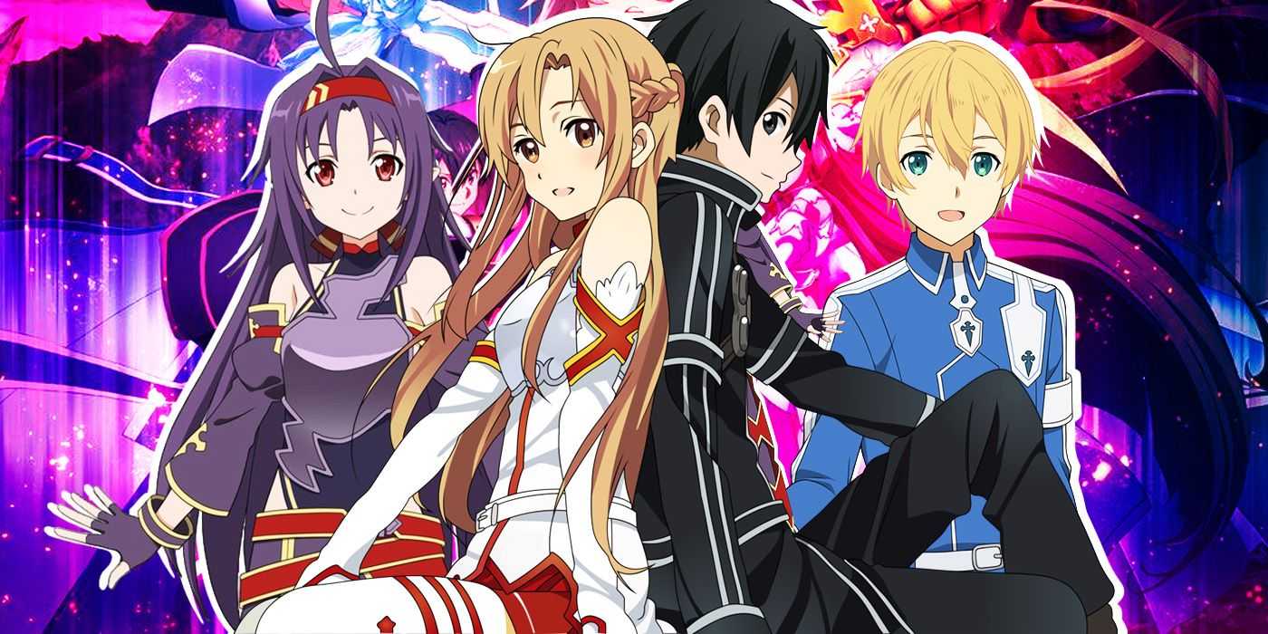 Kirito, Eugeo, Asuna a Konno Yuuki Sword Art Online