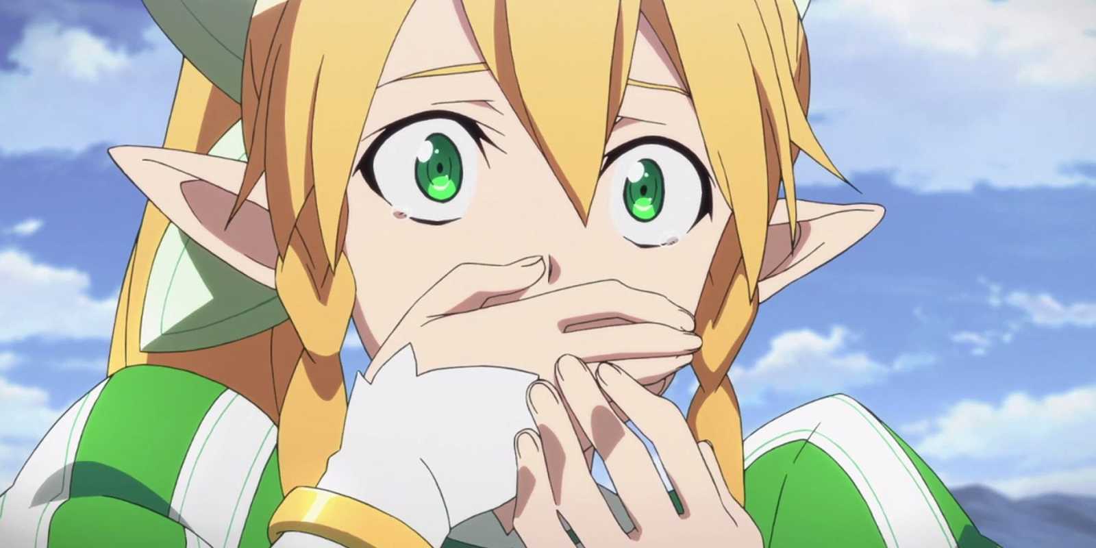Leafa v šoku v anime televíznom seriáli Sword Art Online.