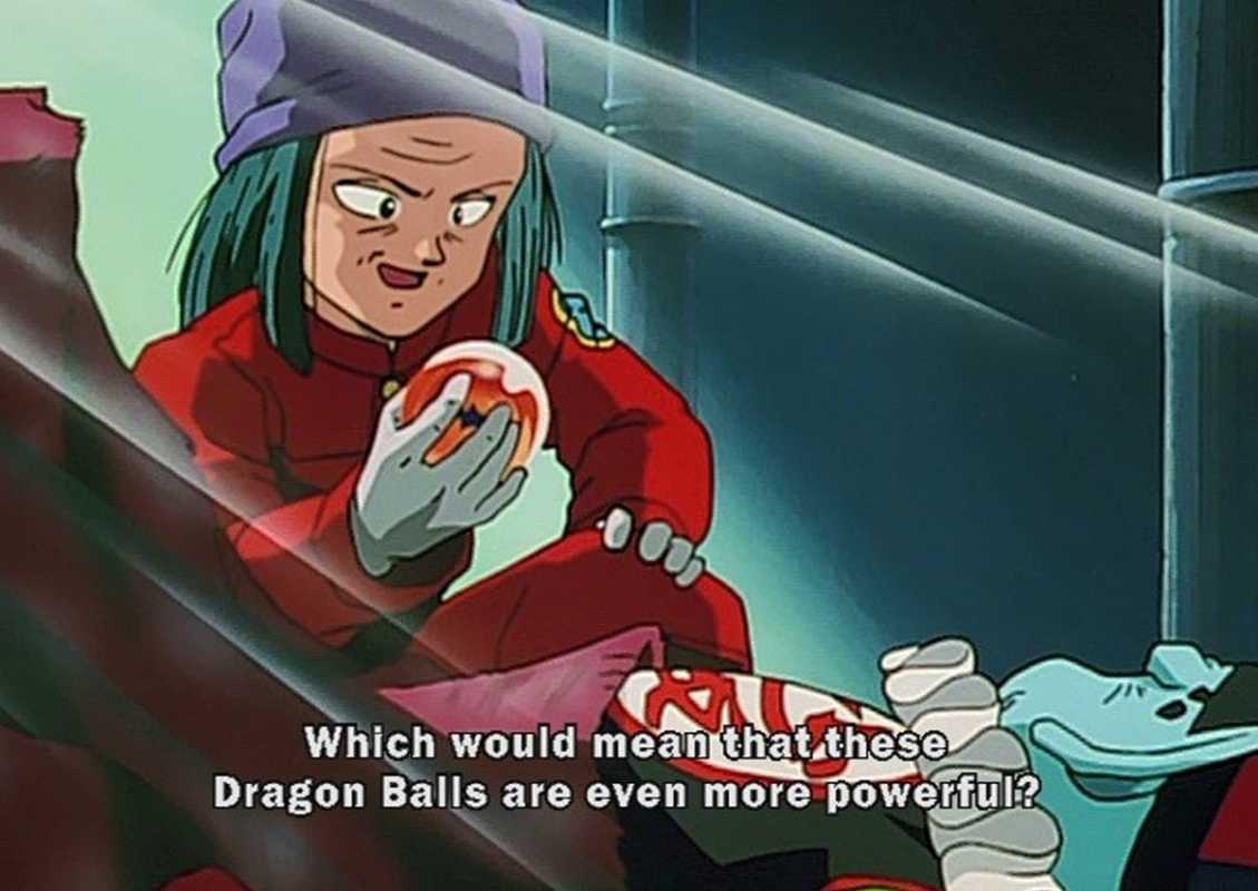 ドラゴンボールGTでドラゴンボールを持っているマイおばあさん