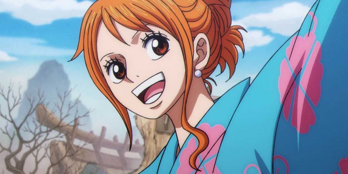 ワンピースアニメのワノ国編で微笑むナミ