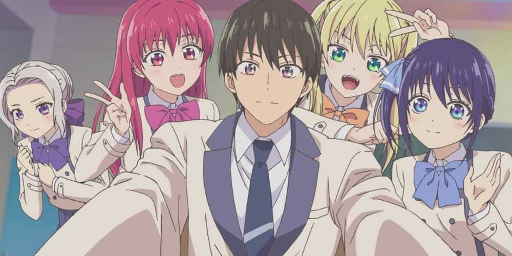 Naoya und sein Harem machen ein Foto in Girlfriend, Girlfriend