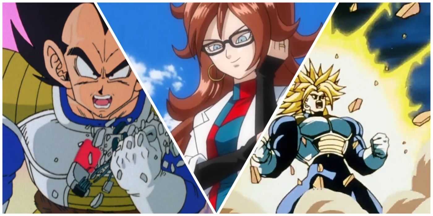 Вегета сокрушает свой скаут Android 21 и Future Trunks, активирующиеся в Dragon Ball.