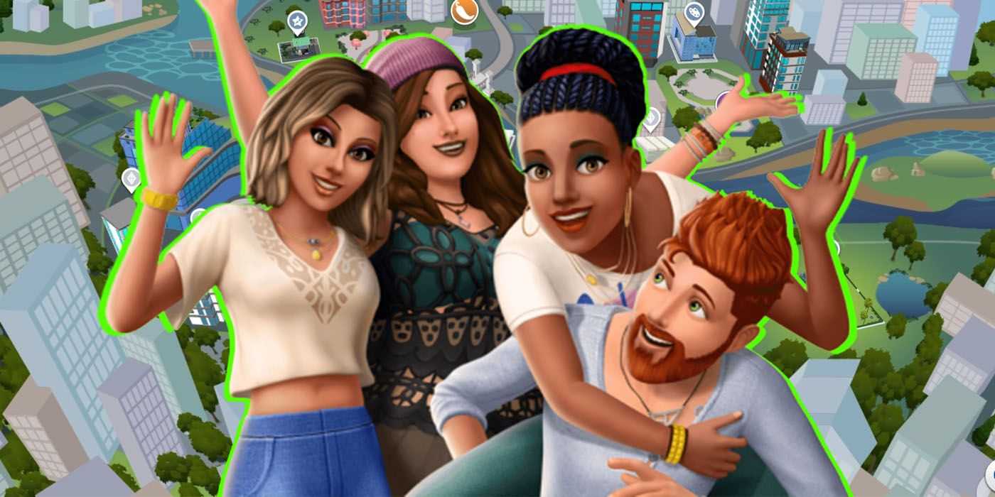 Dört The Sims 4 karakterini San Myshuno şehir haritası önünde alkışladılar