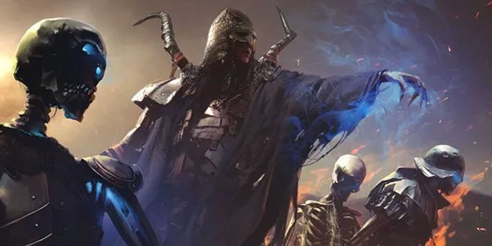 Nekromancer, ktorý velí armáde nemŕtvych kostlivcov