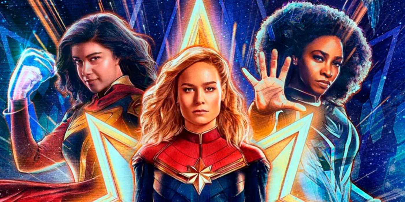 Kamala Khan, Carol Danvers und Monica Rambeau posierten auf dem Marvels-Poster