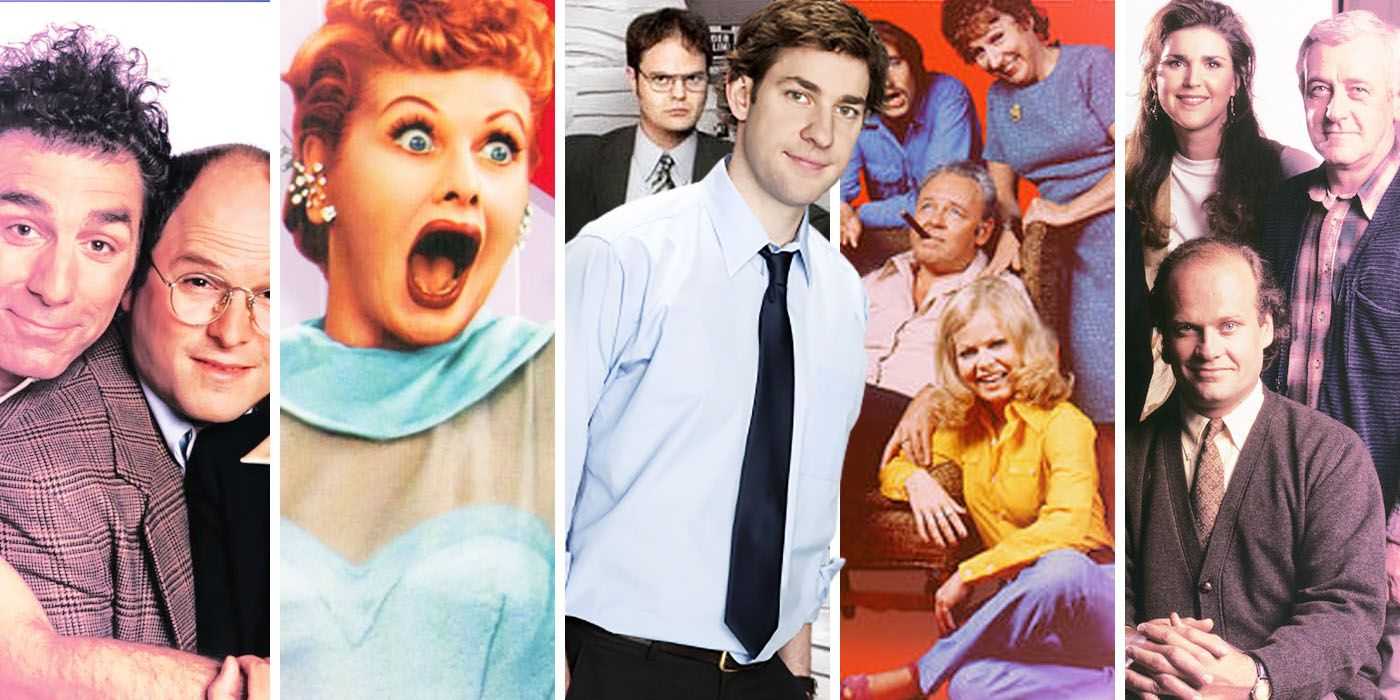 Imágenes divididas de Frasier, All in The Family, The Office, Seinfeld y I Love Lucy