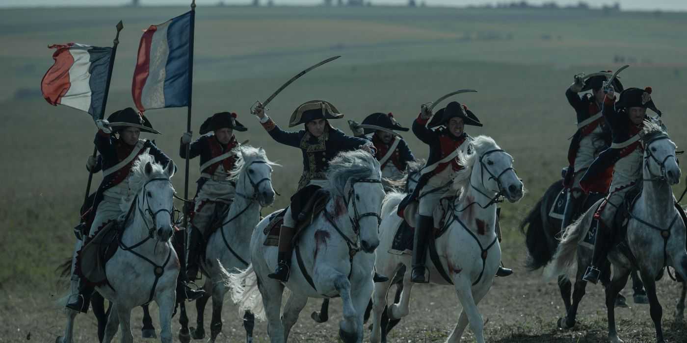 Napoleón lidera una carga de caballería.