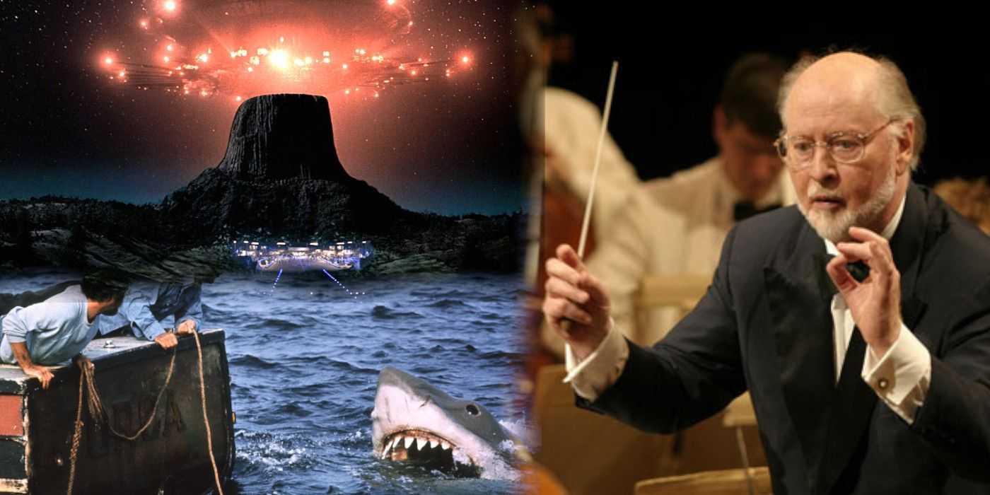 John Williams vedľa žraloka a mimozemskej lode.